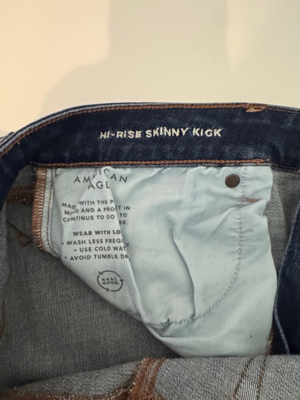 American Eagle Outfitters Blue Denim Jeans H-Rise Skinny Kick 14 X - Short
